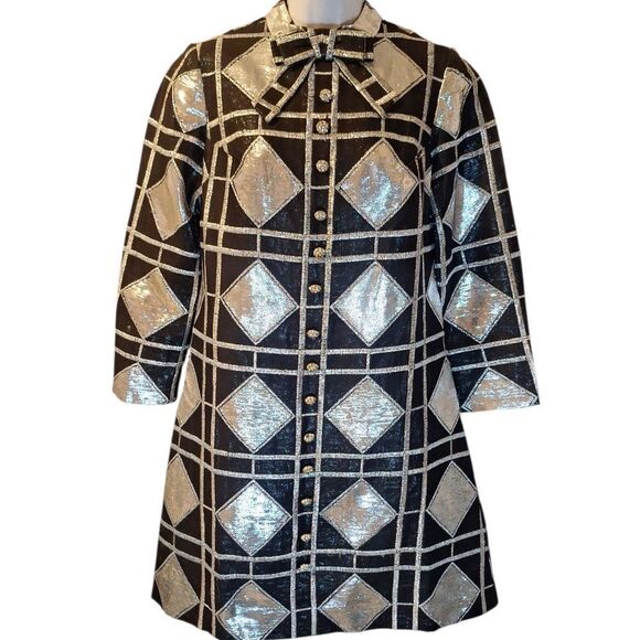 Eloise Curtis Dresses & Skirts - Eloise Curtis for David Styne 60s silver black metallic A line dress size S